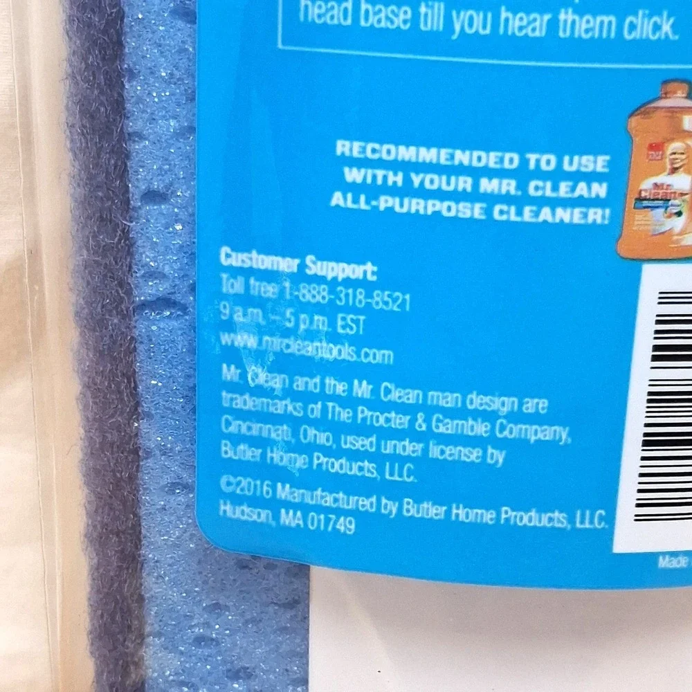Lot of 2 Mr. Clean Blue Sponge Mop Refill Sponge with Scrubber New Replacement